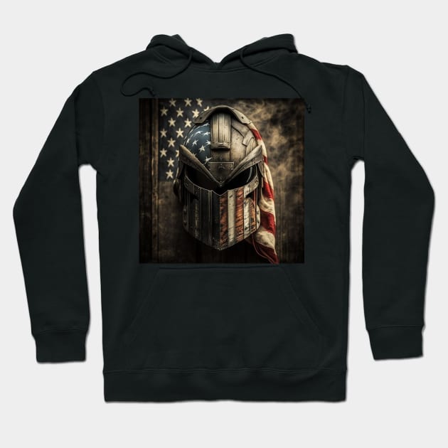 American Flag Spartan Helmet Art Hoodie by Jades-Corner